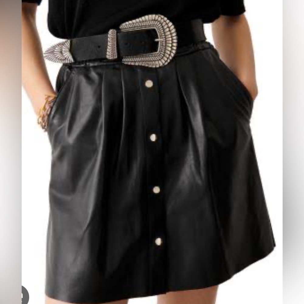 Ba&sh Plume Leather Skirt